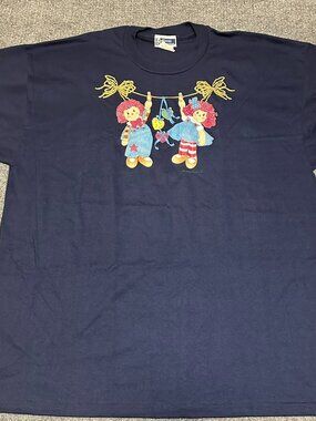 Vintage Endless Designs Raggedy Ann/Andy Navy Blue T Shirt/Top Sz 2XL XXL